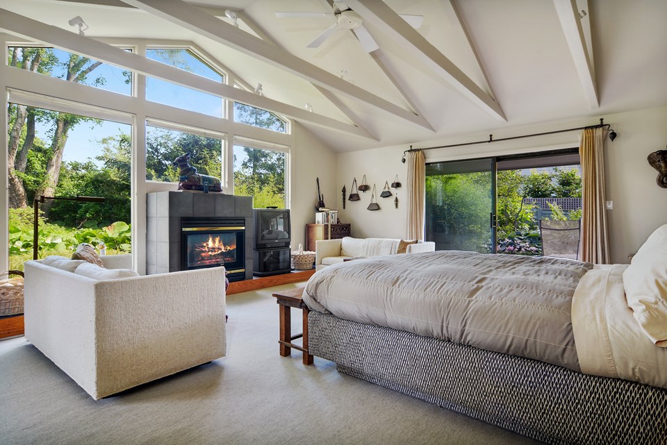 the master suite with views of the gardens