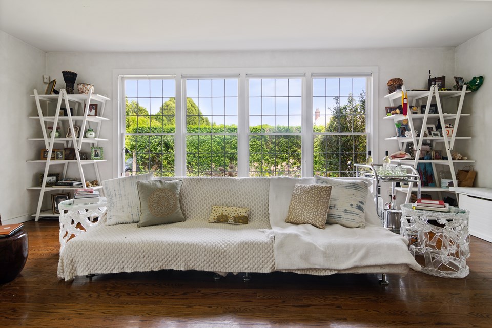 living room with over-sized east facing windows