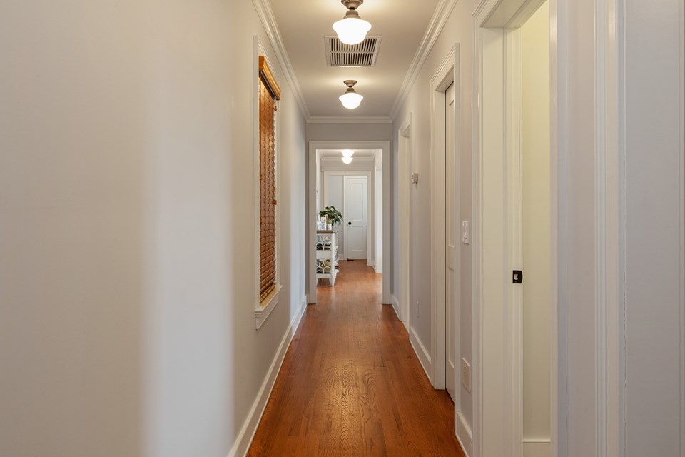 hallway to the bedroom and bath