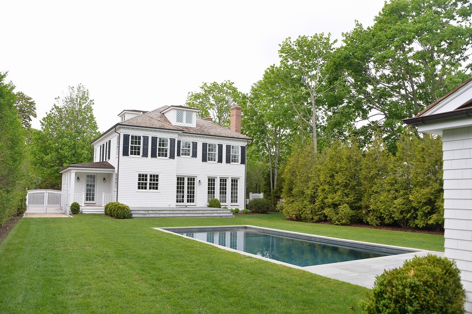 gunite pool, pool house and 1 car garage this beautiful pool with bluestone coping and patio is at the foot of a charming pool house with a full bath and kitchenette. there is a large 1 car space on the back side of the pool house. there is an outdoor shower tucked behind the hedge on the left of the pool house.